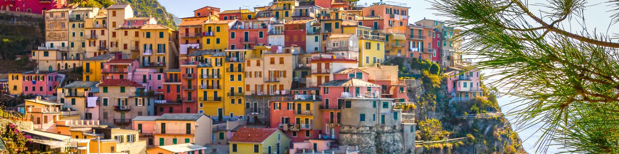 Homes on hill, Italian coast