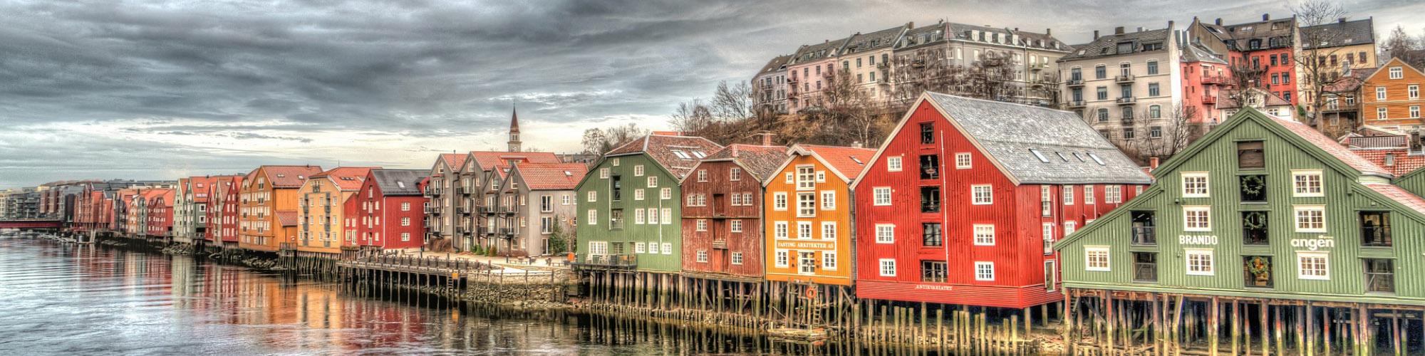 Colored houses in Trondheim Norway