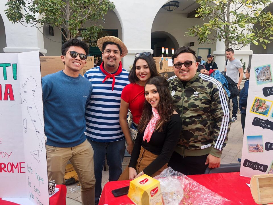 students at booth