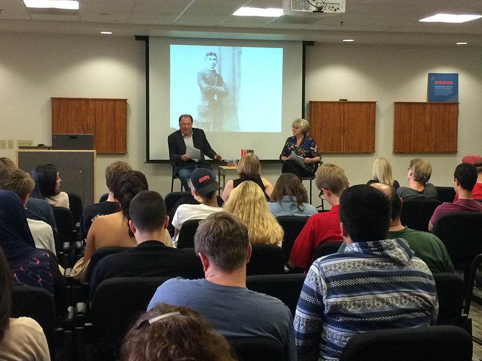 speaker, moderator and audience