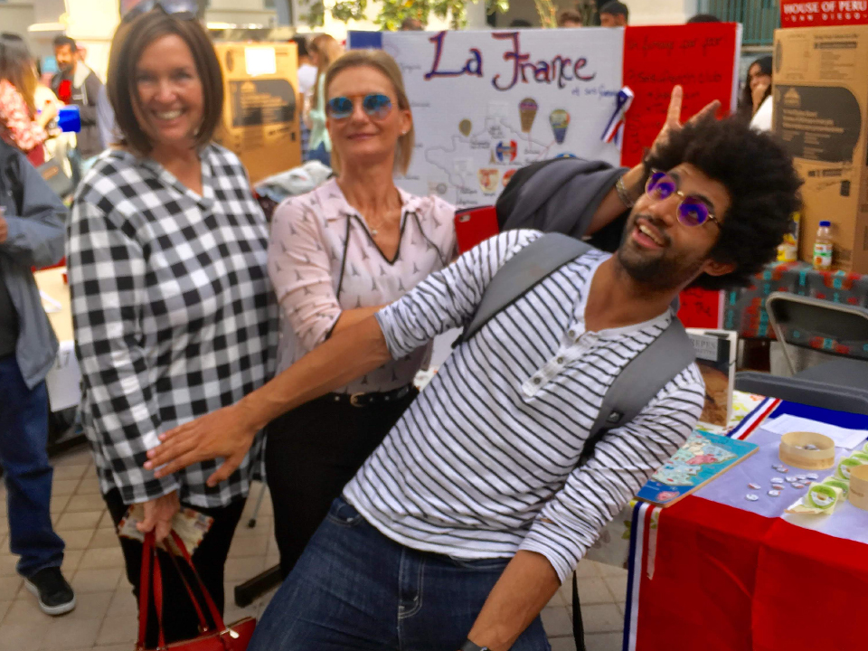 students at booth